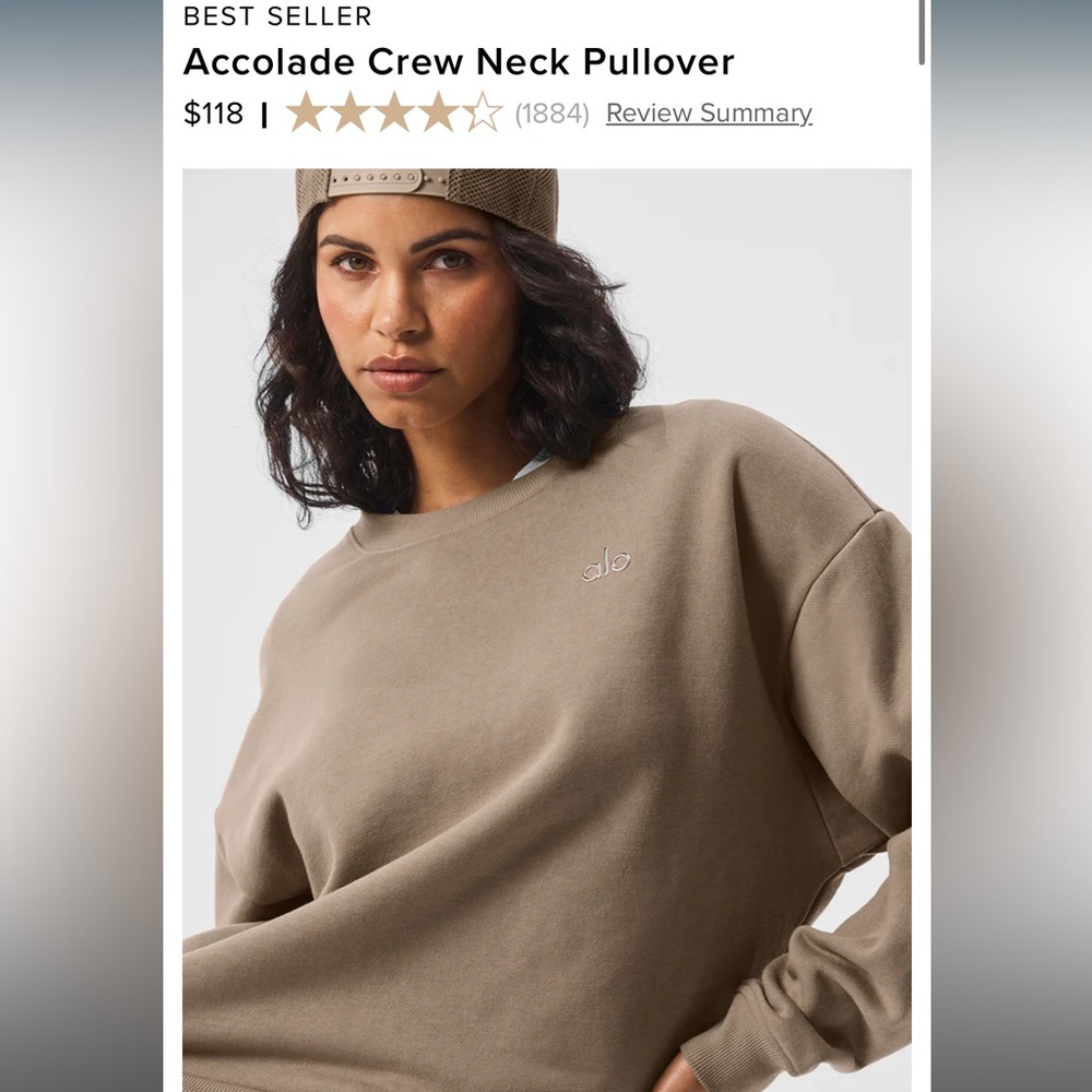 NEW with Tags! Alo Yoga Accolade Crew Neck Pullover in color Gravel!